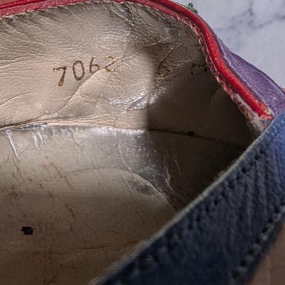 Vtg 1990s Margaret J Color Block Checkerboard Abstract Pointed Toe Pumps Sz 6 - Picture 4 of 6